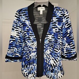 Joseph Ribkoff Blue and Black Abstract Blazer